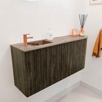 Toiletmeubel Mondiaz Joya Dlux | 91.6 cm | Meubelkleur Shadow | Faye wastafel Arena Wasbak Links | 1 kraangat