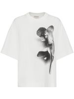 Alexander McQueen t-shirt en coton à imprimé Orchid - Blanc