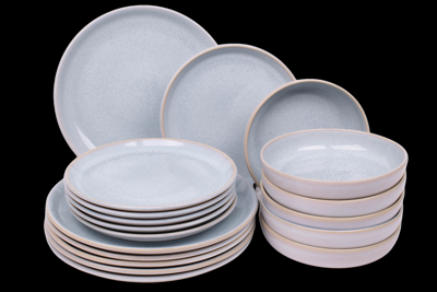 18 delige serviesset - 6 persoons - Sintra - lichtblauw - ocean blue - Portugees stoneware