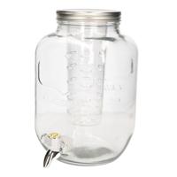 Glazen drank dispenser/limonadetap - met kraantje - 4 liter - met fruit infuser - waterdispenser