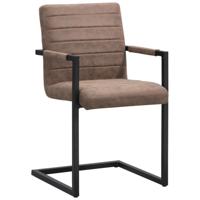 Leen Bakker - Eetkamerstoel Lizzy - Met Armleuningen - Cognac - Metaal/Polyester - Bruin - 60.5x50.5x86.5 Cm