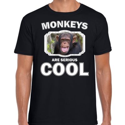Dieren chimpansee t-shirt zwart heren - monkeys are cool shirt Dieren chimpansee t-shirt zwart heren - monkeys are cool shirt
