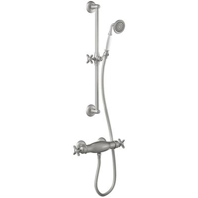 Douchekraan Tres Clasic | Opbouw | Thermostaatkraan | 1-weg | hoh 15 cm | 2-knops | Vintage | Rvs look