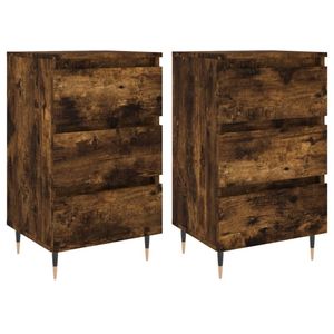 vidaXL Nachtkastjes 2 st 40x35x69 cm bewerkt hout gerookt eikenkleurig