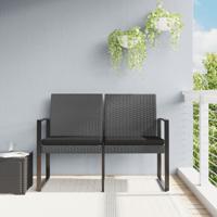 Tuinbank 2-zits met kussens polypropeen rattan donkergrijs