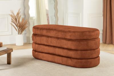 Extravagante gestoffeerde bank VOGUE 115cm roestbruin fluwelen zitbank met opbergruimte - 46691