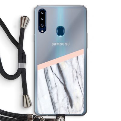 A touch of peach: Samsung Galaxy A20s Transparant Hoesje met koord