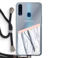 A touch of peach: Samsung Galaxy A20s Transparant Hoesje met koord