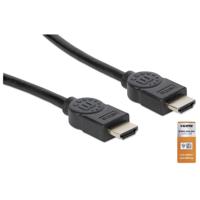 Manhattan 354837 HDMI-kabel HDMI Aansluitkabel HDMI-A-stekker, HDMI-A-stekker 1.00 m Zwart 4K UHD, Audio Return Channel (ARC), Vergulde steekcontacten