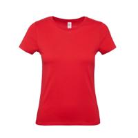 Rood basic Dames t-shirt - met ronde hals - katoen - 145 grams - shirts / dameskleding