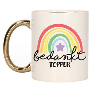 Cadeau mok voor collega - goud - bedankt - afscheid/pensioen - keramiek - 300 ml