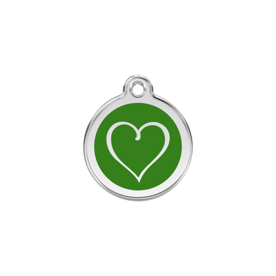 Tribal Heart Green roestvrijstalen hondenpenning small/klein dia. 2 cm - Reddingo