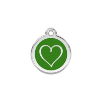 Tribal Heart Green roestvrijstalen hondenpenning small/klein dia. 2 cm - Reddingo