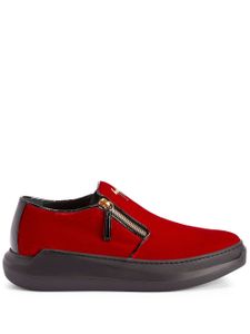 Giuseppe Zanotti baskets en velours Conley à détail de zip - Rouge