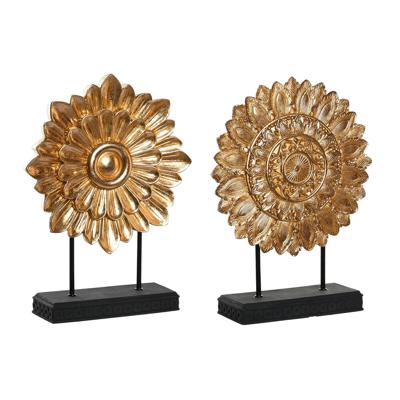 Decoratieve figuren DKD Home Decor 25 x 8 x 34 cm Zwart Gouden Modern Cirkels (2 Stuks)