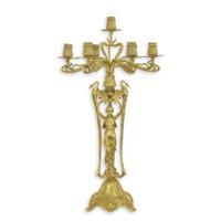 A SEVEN LIGHT BRONZE CANDELABRUM A SEVEN LIGHT BRONZE CANDELABRUM