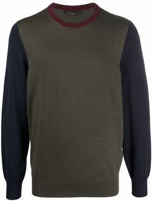 Billionaire pull colour block en laine mérinos - Bleu