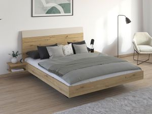 Bed met nachtkastjes MANOZA 160x200 cm artisan eik/beige