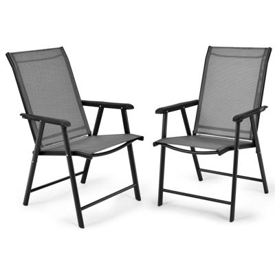 2-Pack Klapstoelen Tuinstoel Klapstoel Terrasstoel voor Kampeertrips Campingstoel Opvouwbaar Grijs