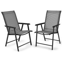 2-Pack Klapstoelen Tuinstoel Klapstoel Terrasstoel voor Kampeertrips Campingstoel Opvouwbaar Grijs