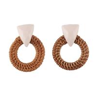 Rotan houten Vintage handgemaakte Dangle Oorbellen (wit)