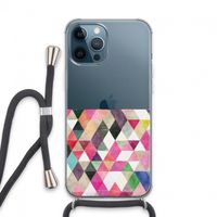 Gekleurde driehoekjes: iPhone 13 Pro Max Transparant Hoesje met koord