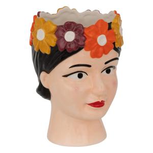 Atmosphera Plantenpot/bloempot Yacatan - Keramiek - hoofd - vrouw - D13 x H18 cm
