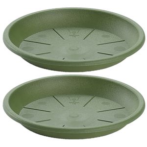 5x stuks opvangschaal Plantenpot donkergroen rond 32 cm