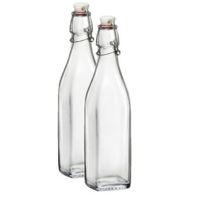 2x Beugelflessen/weckflessen transparant 500 ml vierkant