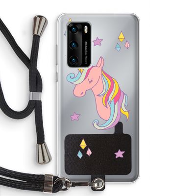 Roze eenhoorn: Huawei P40 Transparant Hoesje met koord