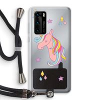 Roze eenhoorn: Huawei P40 Transparant Hoesje met koord
