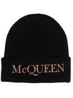 Alexander McQueen bonnet nervuré à logo brodé - Noir - thumbnail