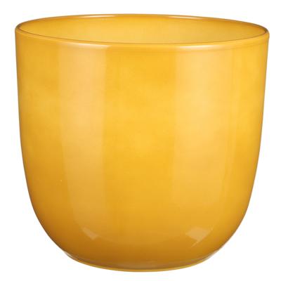 Mica Decorations Plantenpot/bloempot Tusca - Okergeel - keramiek - glans - D28 x H25 cm