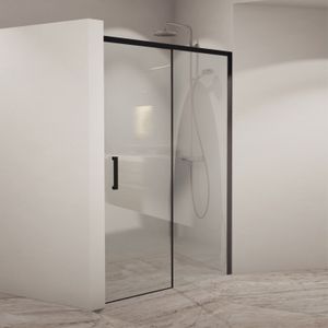 BWS Nisdeur Linea met Vast Paneel 120x200 cm 8 mm Soft Close NANO Glas Zwart