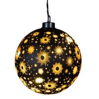 Verlichte bal/kerstbal - zwart kosmos - 15 cm - bewegend licht - warm wit