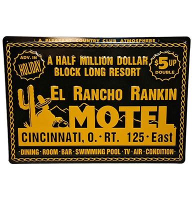El Rancho Motel Stalen Bord Met Relief - 50 x 35cm