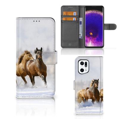 OPPO Find X5 Pro | Telefoonhoesje | Met pasjeshouder | Paarden