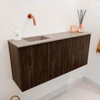 Toiletmeubel Mondiaz Joya Dlux | 90 cm | Meubelkleur Walnut | Faye wastafel Saba Wasbak Links | Zonder kraangat(en)