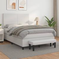 Boxspring met matras kunstleer wit 140x200 cm