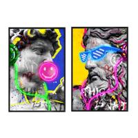 Schilderij met LED Home ESPRIT Modern Mythologie 83 x 3 x 123 cm (2 Stuks)