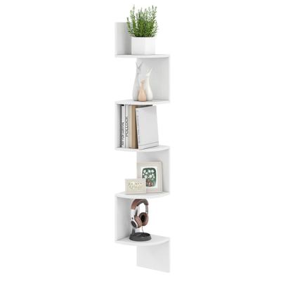 5-laags Hangend Hoekrek Zwevend Boekenrek Wandgemonteerd Zwevend Rek Wit