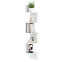 5-laags Hangend Hoekrek Zwevend Boekenrek Wandgemonteerd Zwevend Rek Wit