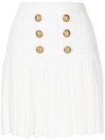 Balmain jupe mi-longue boutonnée à design plissé - Blanc