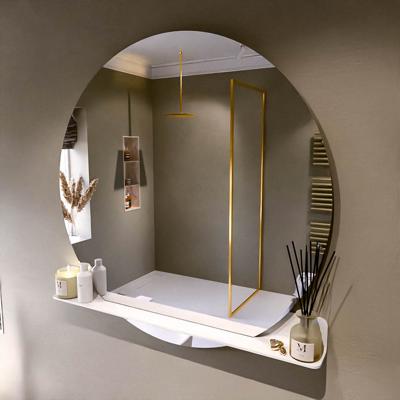 MONDIAZ SPOT spiegel rond 120cm met Spiegelplanchet kleur Talc.