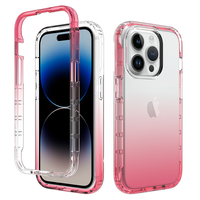 iPhone 15 Pro Max hoesje - Full body - 2 delig - Shockproof - Siliconen - TPU - Roze - thumbnail