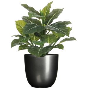 Groene Philodendron kunstplant 49 cm in bloempot antraciet Dia 14.5 cm