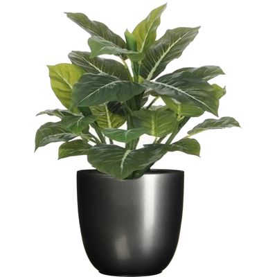 Groene Philodendron kunstplant 49 cm in bloempot antraciet Dia 14.5 cm