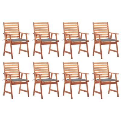 Tuinstoelen 8 st met kussens massief acaciahout