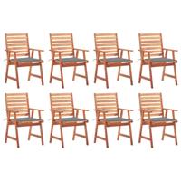 Tuinstoelen 8 st met kussens massief acaciahout