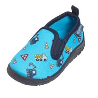 Playshoes pantoffels blauw bouwwagens Maat